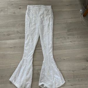 Boohoo white sequin pants